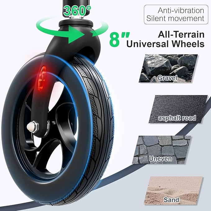 Walkers for Seniors, Rollator Walker with Seat, Walkers for Seniors with seat, 350 lb Capacity,with 8'' Big Wheels, Rolling Walker (Blue)