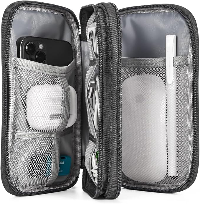 Electronic Organizer Travel Cable Accessories Bag, Electronic Organizer Case, Waterproof Electronic Accessories Organizer Bag for Power Bank, Charging Cords, USB Cable (Dark Gray)
