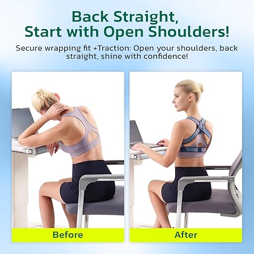 Posture Corrector for Women Invisible for Improve Hunchback L | Adjustable Upper Back Brace for Pain Relief, for Rounded Shoulders,Compact & Portable Brace for Office, Housework,Study