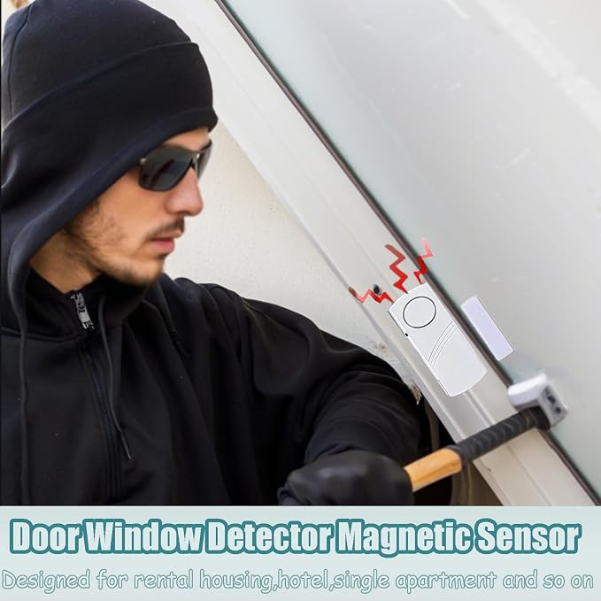 4 Pack Door Window Alarm, Magnetic Burglar Alert Sensor, Loud Door Alarms for Kids Safety, DIY for Home Security, Office Protection,Shopping Store AAA Battery