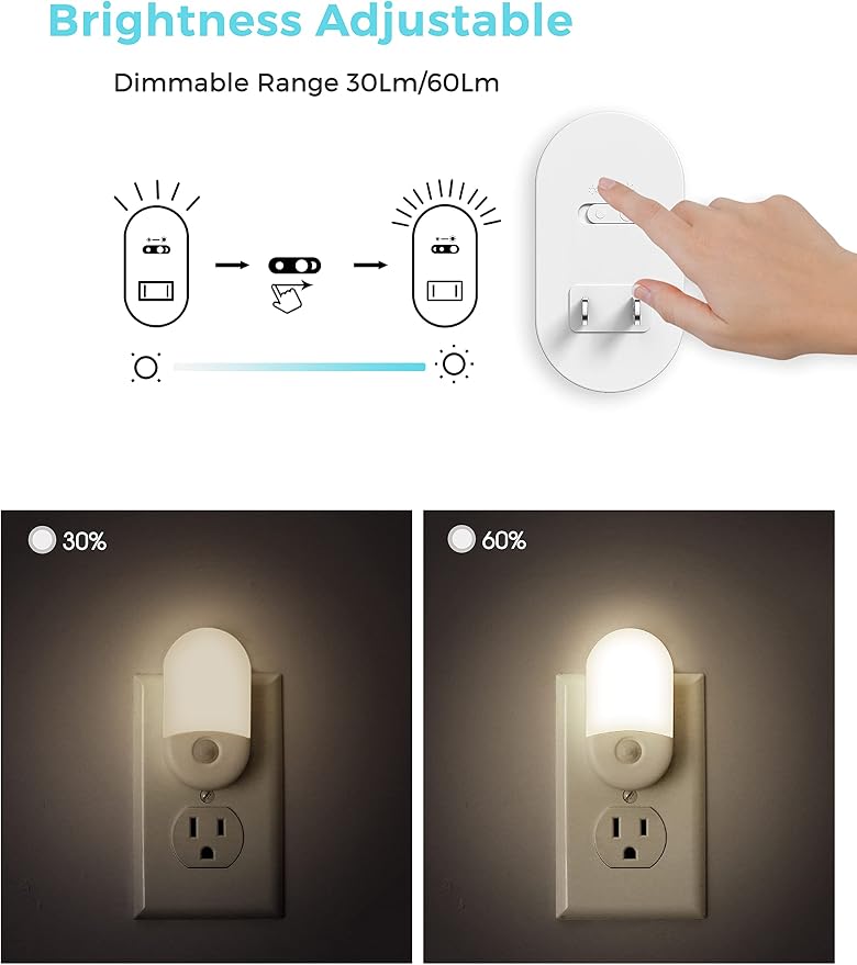 L LOHAS LED Motion Sensor Night Light, Bright Night Lights Plug into Wall | Motion Activated Night Light, Daylight White, Motion Sensor Light Indoor Plug in, Nursery Kids Adults Bathroom Bedroom 4 Pack