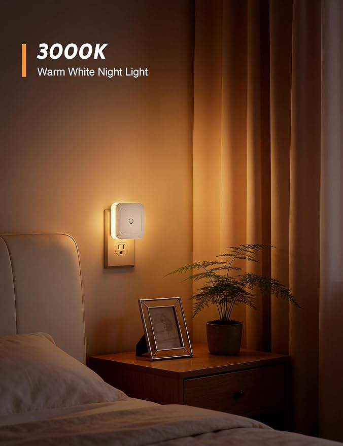 Sujeet Modern Night Light, 1-50LM Stepless Dimming LED Night Light with 3CCT (3000K/4500K/6500K), Night Lights Plug into Wall Night Light for Adults, Bedroom, Bathroom, Hallway,8-Pack,No Light Sensor
