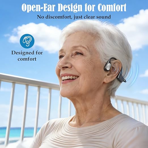 Bone Conduction Personal Sound Amplifier - Open-Ear Design for Comfortable Daily Use, Ultra Lightweight 25g, Up to 10-Hour Battery, IPX5 Water Resistant, No Bluetooth