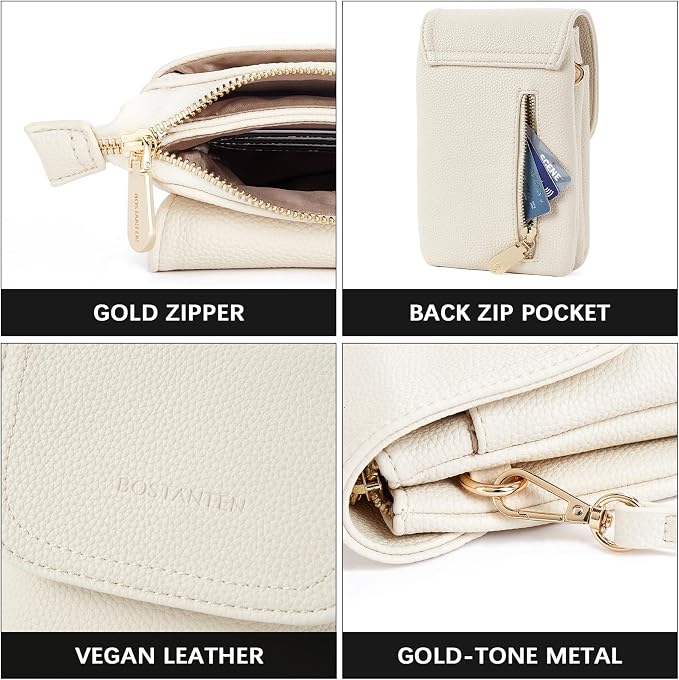 BOSTANTEN Small Crossbody Bag for Women Designer Cell Phone Purse | Vegan Leather, Multiple Pockets, Card Slots, Compact Size for Phone, Cards and Keys, Daily Travel Shopping Use