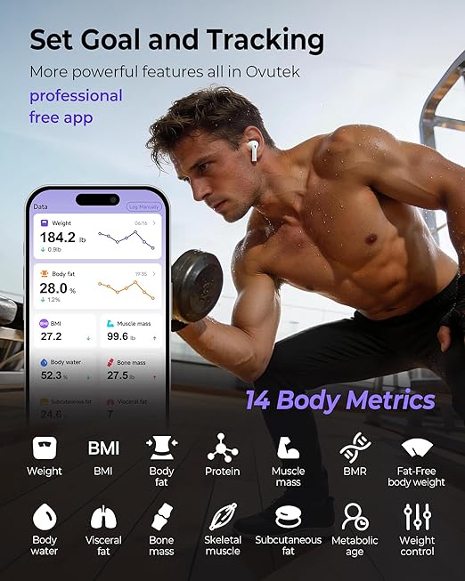 Smart Scale for Body Weight, Professional Bathroom Digital Scale with BMI, Body Fat, Muscle Mass, Most Accurate to 0.05lb, Large Display High Accurate Body Composition Machine with Fitness App