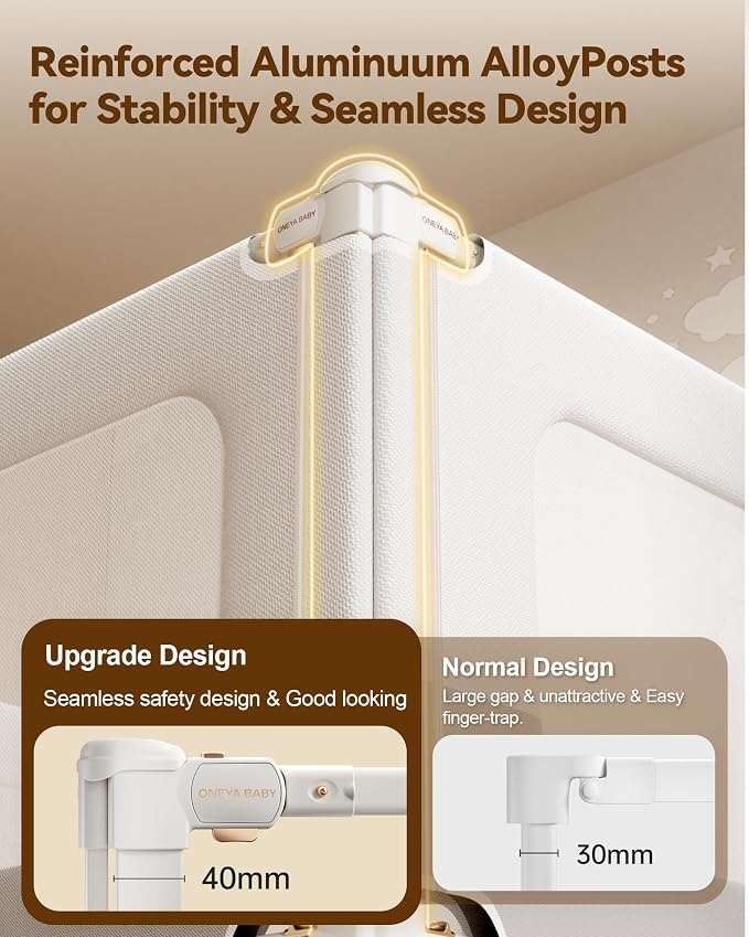 78.7” Baby Bed Rail Guard for Toddlers,Extral Tall Toddler Bed Rails 1-Side | Thickened Carbon Steel Frame, 1 Side Child Safety Side Railing Guards for Queen, King Bed,Dual Childproof Locks, No Gap Fit