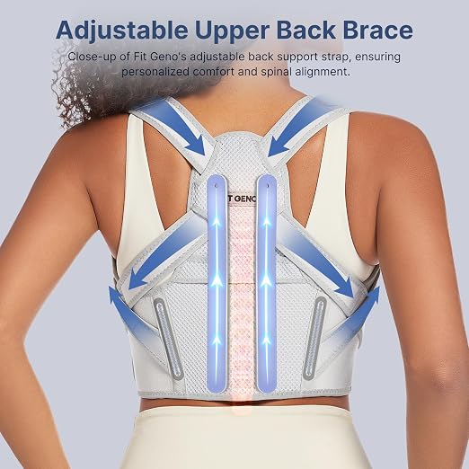 Fit Geno Posture Corrector for Women Lite, Upper Back Brace for Slouching | An Adjustable, Lightweight Design Supports Your Neck, Shoulders, and Upper Back to Help You Sit and Stand Taller