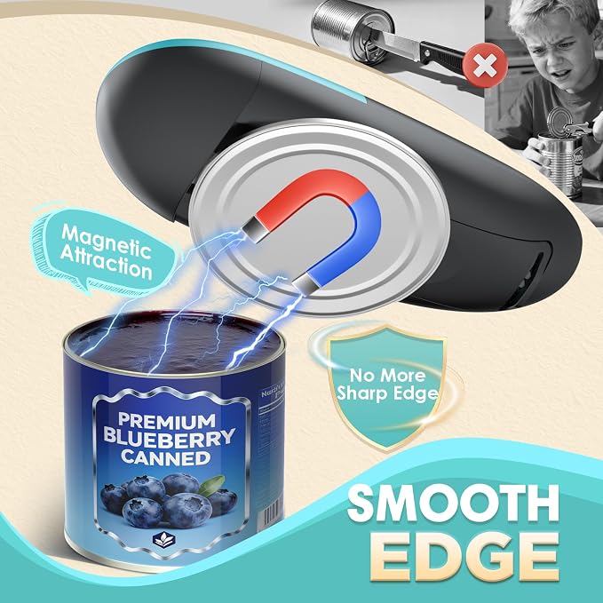 Electric Can Opener, One Touch Hands Free Automatic Can Opener for Weak Hands & Seniors with Arthritis, Food Safe and Smooth Edge Battery Operated Can Openers for Kitchen Fits All Cans Kitchen Gadget