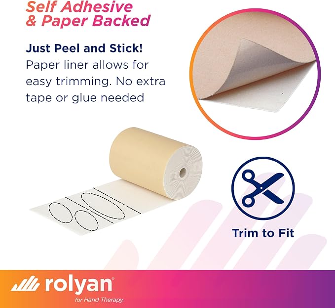 Rolyan Non-Latex Moleskin Roll, 3" x 5 yards, Beige, Padding with Paper Backed Adhesive, Cut to Fit for Splints, Braces, and Casts, Soft Flexible Tape for Blister Prevention & Skin Protection