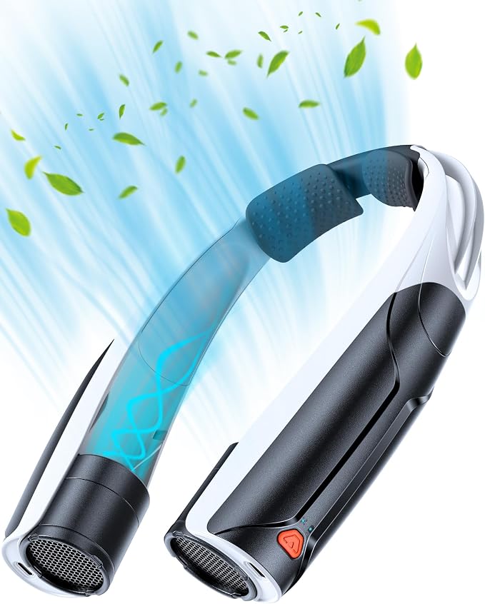 AaoLin Portable Neck Fan with 6000mAh Battery, USB-C Rechargeable, Black Hands-Free Personal Fan 6 Speeds, 6-20Hrs Cooling for Outdoor Sports/Gym/Office, Adjustable 11oz Lightweight, Neck Cooler