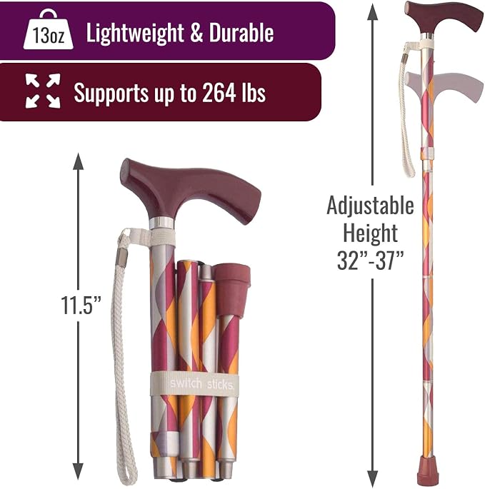 Switch Sticks Folding Walking Cane For Women & Men