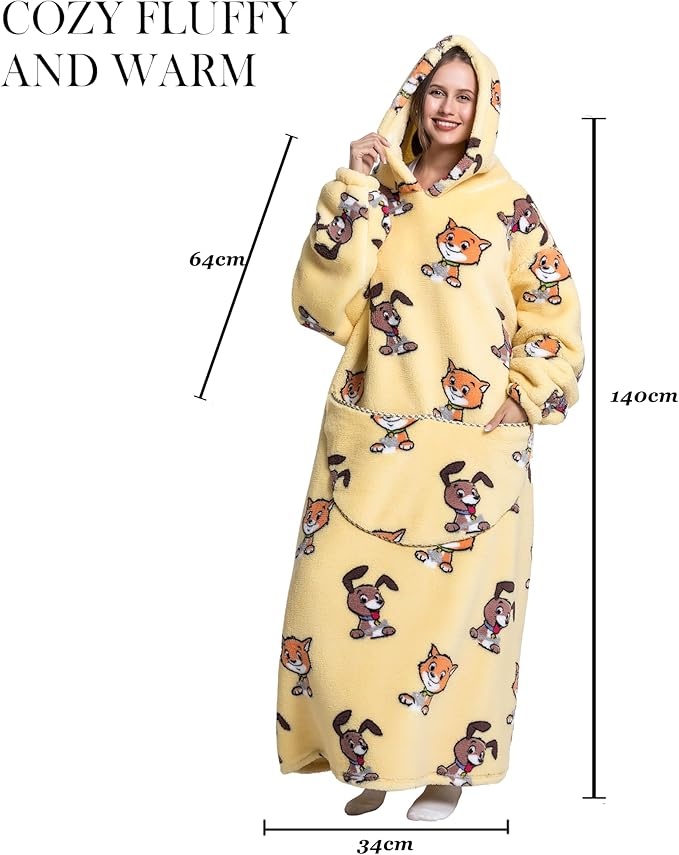 Blanket Hoodie, Long Hooded Blanket Sweatshirt as Birthday Gifts for Women Men, Long Wearable Blanket for Women Men.