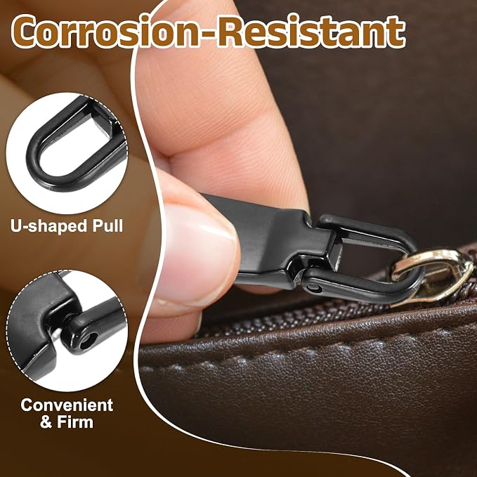 uxcell 10pcs Zipper Pull, 1.12 Inch Zinc Alloy Zip Puller Zipper Pull Replacement Sewing Zippers Tapes for Luggage Clothing Jackets Backpacks Boots, Black