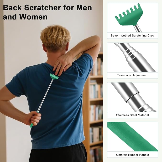 HOFASON Back Scratcher 6 Pack, Stocking Stuffers for Men Adults Women Teens | Christmas Small Bulk Gifts for Men Women Teens, White Elephant Gag Birthday Gifts, Party Favors Prizes for Adults (Green)