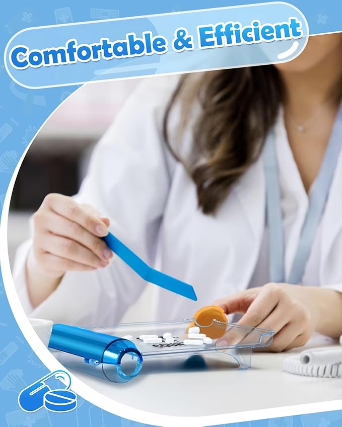 Plifal Pill Counter Tray with Spatula - Pill Counting Tray Shhh Print Pharmacy Counting Tray Medicine Sorting Tray with Funny Reminder Labels, Equipped with L-Shaped Spatula