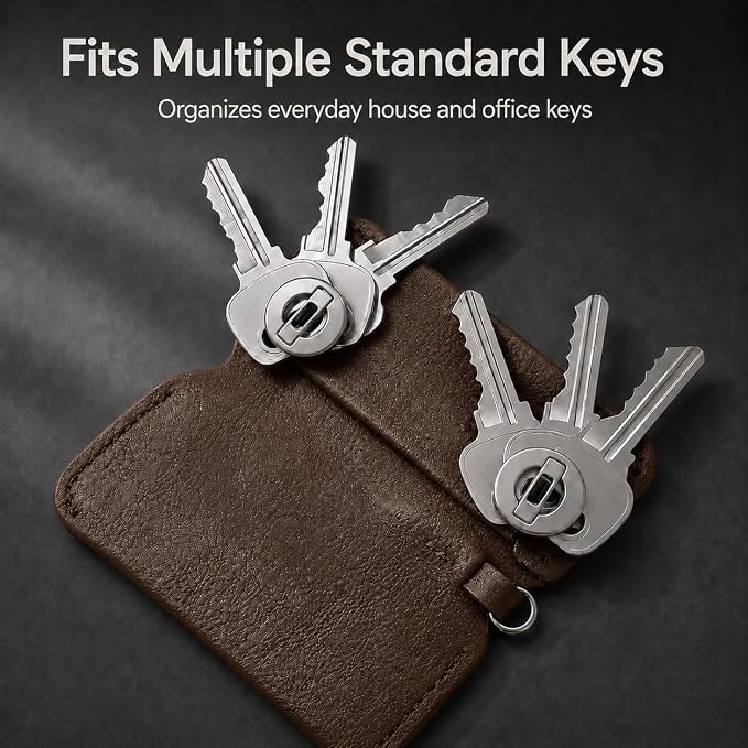Key Organizer Compact Key Holder Leather Keychain Minimalist key case key holder for keychain Secures 2-8 Keys