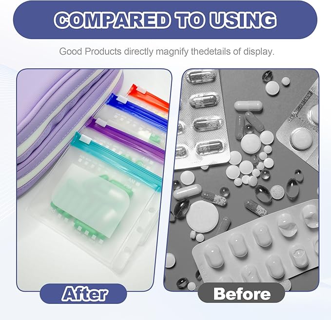 Timueetech XXL A6 Pill Organizer, 28 BPA-Free Medication Pouches for A6 Binders, Large Monthly Waterproof Storage System with Double-Compartment Travel Case, Purple