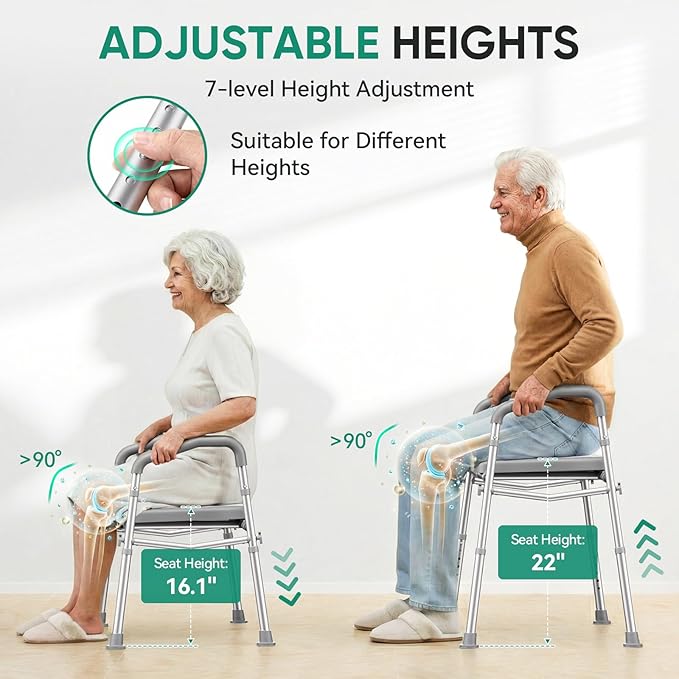 PopWise Raised Toilet Seat with Handles, 500 lb Anti-Wobble Frame, Easy to Install Toilet Seat Risers for Senior, Pregnant, Post-Surgery, Adjustable Height & Width Toilet Seat Riser, Fits Most Toilets