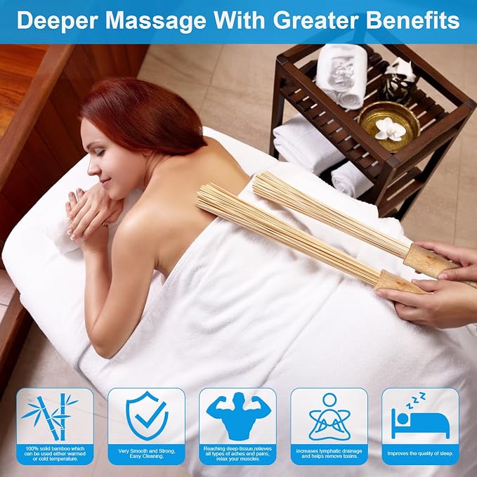 Bamboo Massage Stick for Back,Massage Roller Sticks,Bamboo Therapy Massage Body Tools for Relaxing Muscles (1)
