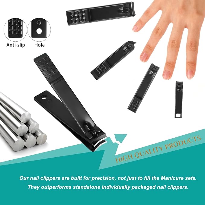 Nail Clippers Set, 26 Piece Manicure Set & Pedicure Kit, Stainless Steel Fingernail & Toenail Clipper Cutters, Professional Nail Care Tools with Luxurious Travel Case for Men and Women, Brown