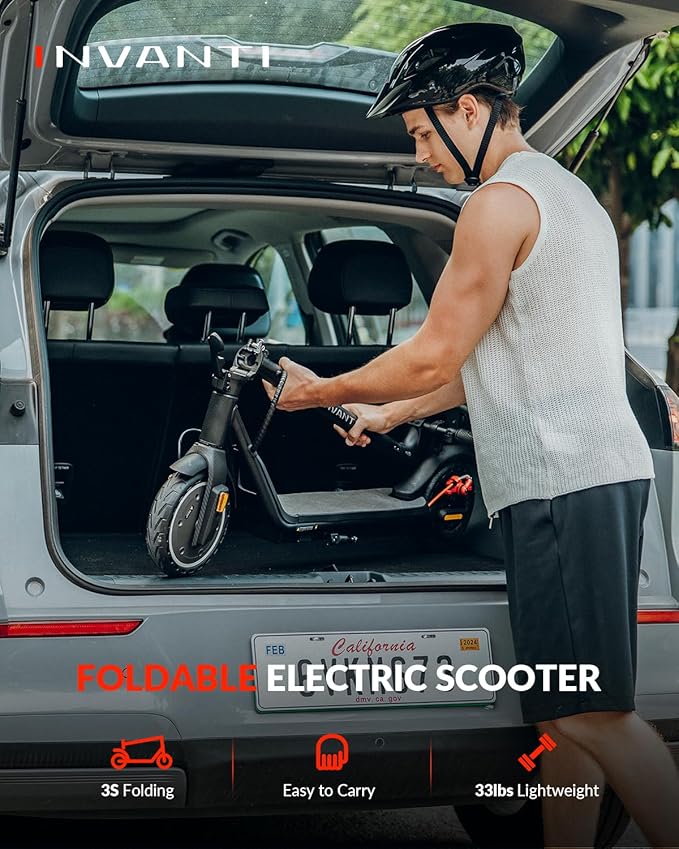 INVANTI E20 Electric Scooter with 350W Motor, Max 19 Miles & 18 MPH, 8.5" Solid Tires, APP Control & Dual Brakes, Cruise Control, Foldable and Portable Commuter Electric Scooter