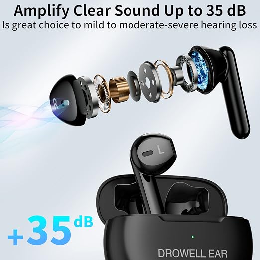 Hearing Aids for Seniors, Hearing Amplifiers Rechargeable with Noise Cancellin for Seniors & Adults Hearing Loss with Portable Charging Case