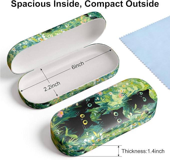 Hard Shell Leather Sunglasses Case,Classic Fashionable Cute Large Glasses Case for Women Men,Sunglass Eyeglasses