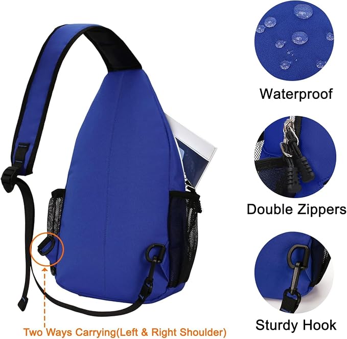MOSISO Small Sling Bag for Men, Crossbody Shoulder Chest Daypack Bag | Sling Backpack for Casual Travel Hiking