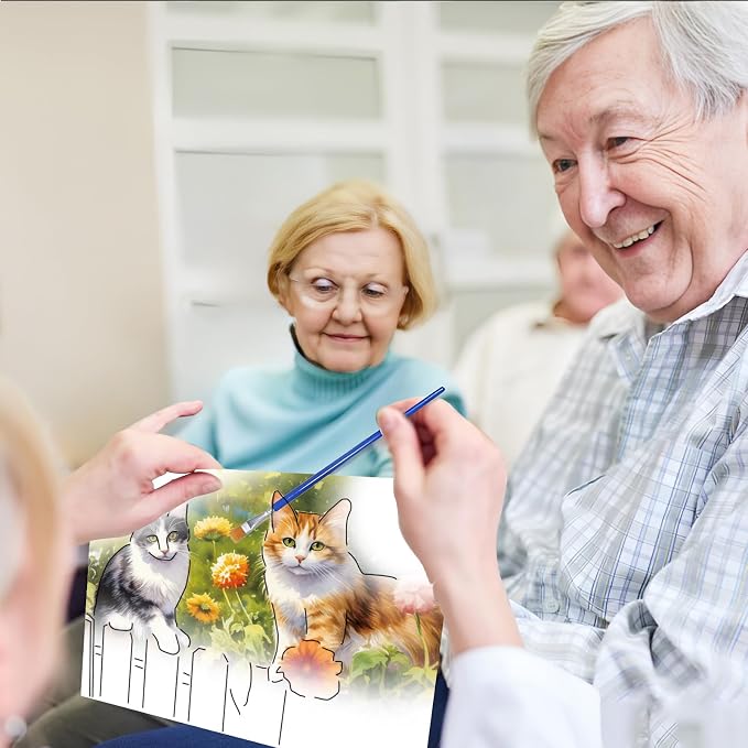 36Pcs Dementia Activities for Seniors,Reusable Water Coloring Set for Dementia Memories Activities, Adults Seniors Toys Games with Painting Brush Drawing Gifts (Animals)