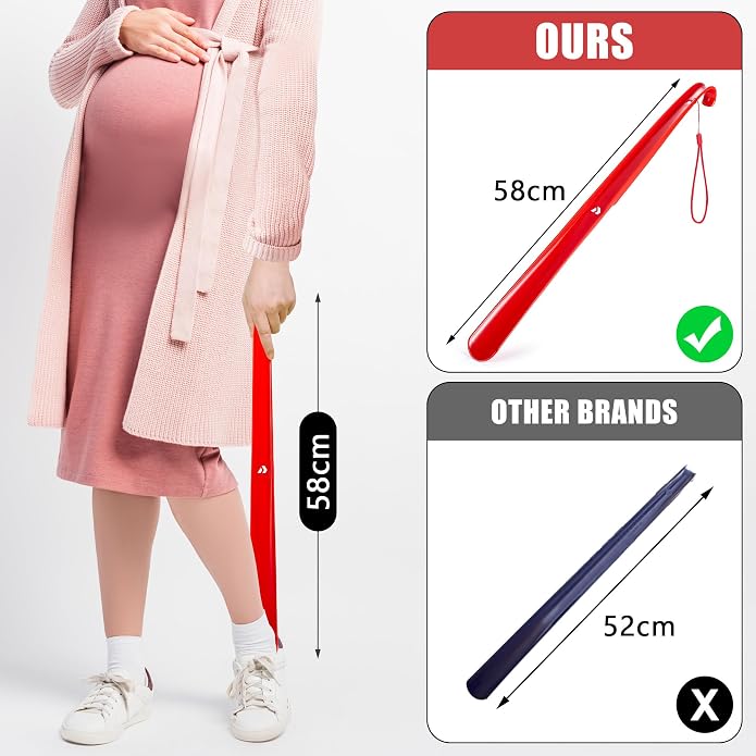 Nextnoid Shoe Horn Long Handle for Seniors - 16.5"-23" Straight & Sturdy Long Shoe Horn for Men, Women & Kids