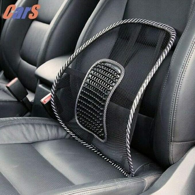 Lumbar Support for Chair 8 x 12 Inches Car Mesh Back Support with Massage Beads Ergonomic Designed Breathable Lumbar Back for Office Chair (Black, One Size)