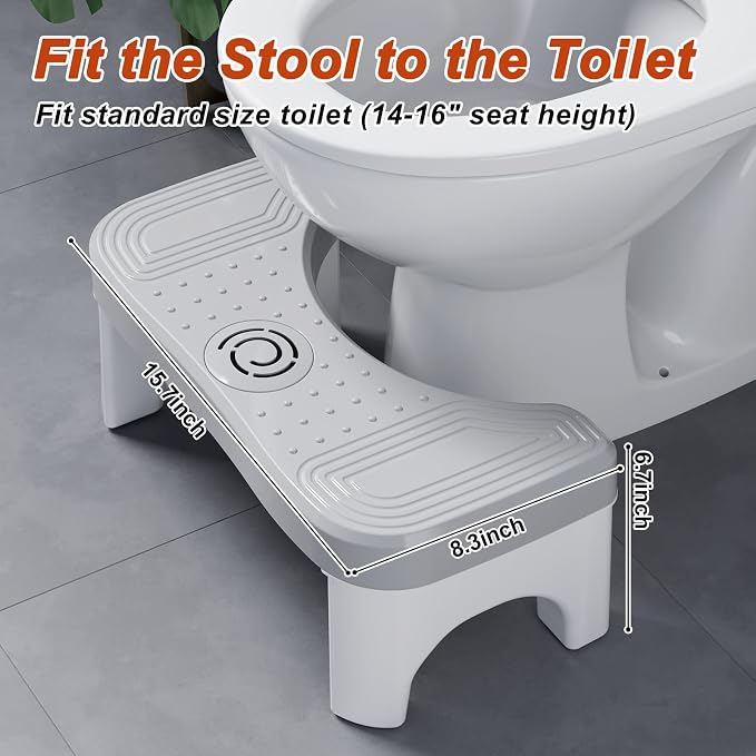 Recximi Toilet Stool Squat Adult, Pooping Foot Stool for Adults, Travel Potty Squatting Stool for Toilet, Step for Seniors, Toilet Assistance Steps Poop Bench for Feet, White