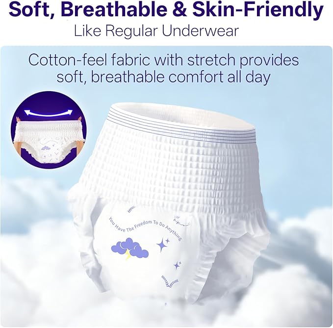 Individually Wrapped Disposable Incontinence Underwear for Women | Soft & Breathable Adult Diapers Women Large Overnight | Single-use Postpartum Underwear for Women Travel & Postpartum Essentials