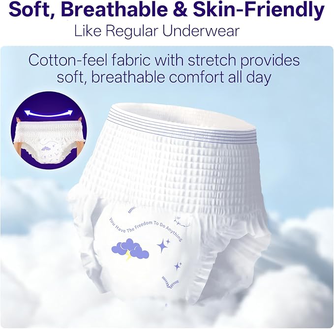 Individually Wrapped Disposable Incontinence Underwear for Women | Soft & Breathable Adult Diapers Women Large Overnight | Single-use Postpartum Underwear for Women Travel & Postpartum Essentials