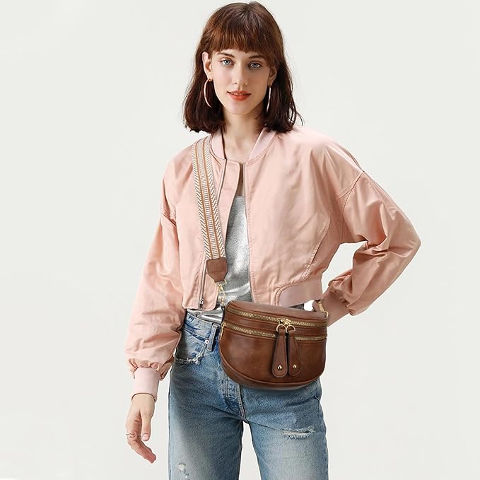 KKXIU Crossbody Bags for Women Vegan Leather Travel Bum Bag | Trendy Fanny Waist Pack | Shoulder Purse with Adjustable Strap