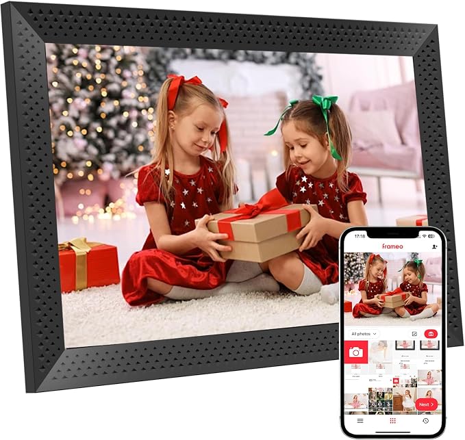 Digital Picture Frame 10.1 inch Smart Electronic Frameo Photo Frame 32GB Auto-Rotate 1280*800 HD Touch Screen, Desk or Wall Mounted, Share Photos Videos Instantly, Gifts for Mom Dad Women Men (Black)