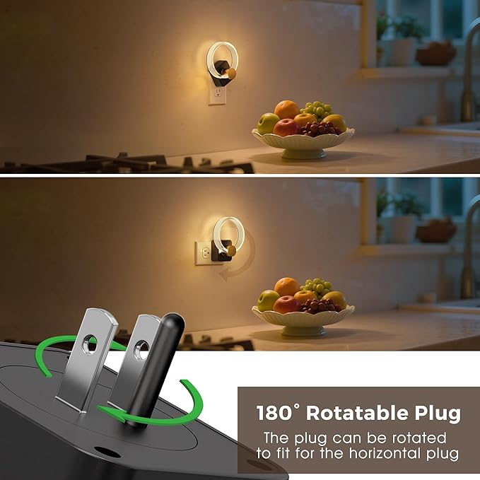 L LOHAS LED Night Lights Plug into Wall, Plug in Night Light with Light Sensor, 3000K Soft White, 0-100LM Brightness Adjustable, Acrylic Nightlight for Bathroom Bedroom Hallway