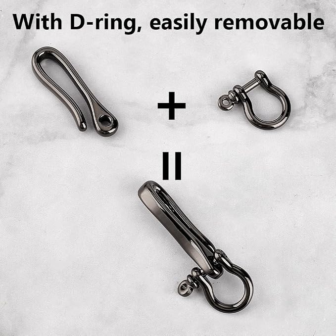 PH PandaHall 2pcs Fish Hook Keychain, Brass Key Ring Solid U Shape Key Hook Key Holder Belt Keyring Pocket Clip with Key Shackle Heavy Duty Car Keychain for Men Women Wallet Chain, Gunmetal