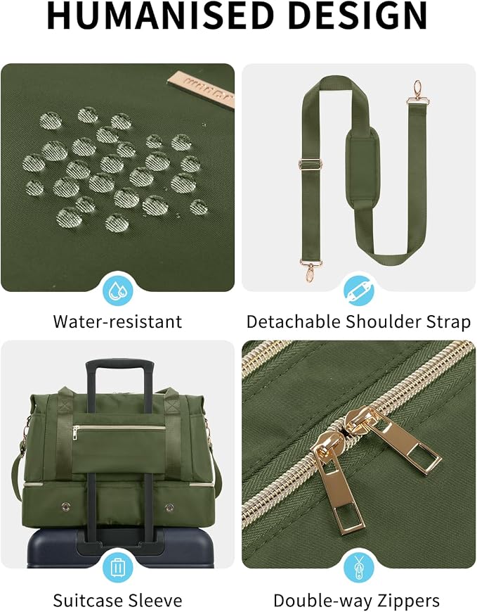 WANDF For Spirit Airlines Personal Item Bag 18x14x8 Underseat with Wet Pocket & Shoe Compartment & Tsa Approved Toiletry Bag