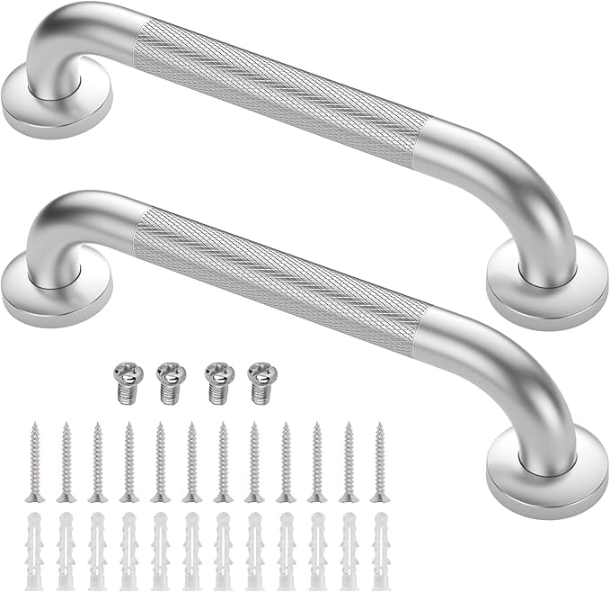 2 Pack 12 Inch Grab Bars for Bathtubs and Showers, Anti Slip Shower Grab Bars Stainless Steel Shower Handle Toilet Handicap Elderly Senior Assist Bathroom Saft Handle
