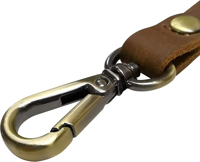 Wisdompro 2 Pcs Genuine Leather Belt Loop Keychain for Men and Women | Heavy Duty Key Chain Holder with Retro Vintage Bronze Belt Loop Clip and 2 Keyrings for Keys, Car Fob