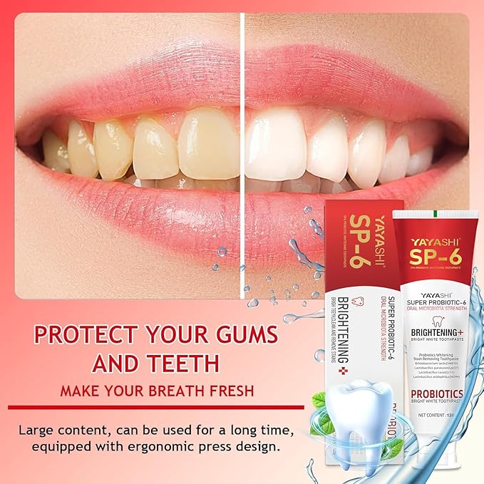 2-Pack SP-6 Probiotic Whitening Toothpaste - Enhanced Formula with 6 Probiotics for Teeth Whitening and Gum Health - Enamel-Safe, Fluoride-Free, Double Mint Flavor,Fresh Breath (Double Mint)