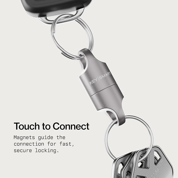 KeySmart MagConnect Magnetic Key Holder for Purse, Key Chains for Car Keys - Detachable Key Ring Quick Release Keychain