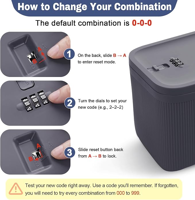 Small Medicine Lock Box Upgraded PLUS Taller , Medication Lockbox with Combination, BPA-Free Food Small Lockable Storage Box for Pill Organizer, Phone Jail, Snack, Fridge, Home, Office,Gray