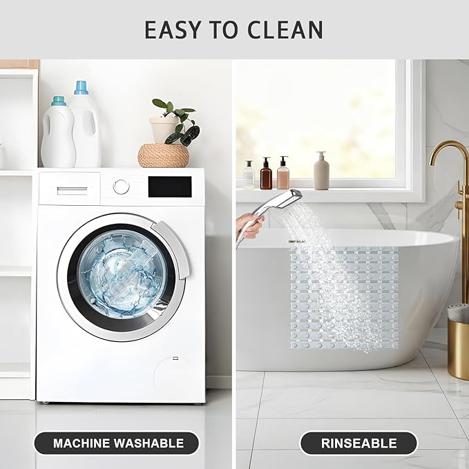 XIYUNTE Shower Mat Non Slip Bath Mat for Tub - 40 X 16 Inch PVC Bathtub Mat Non Slip Shower Mats for Inside Shower, Bath Tub Mat with Powerful Suction Cup, Easy to Cut and Dry, Clear