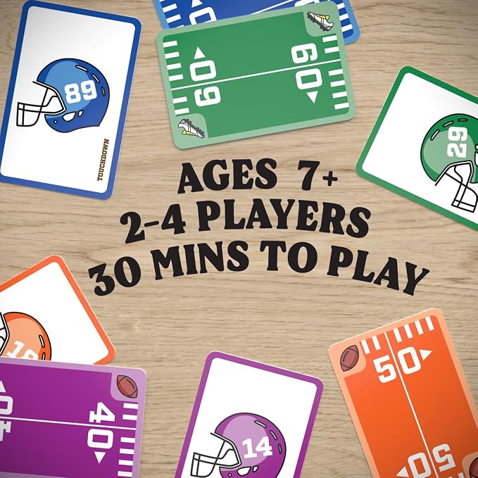 TOUCHDOWN The Card Game - Fast-Paced, Football Themed Card Game that Anyone Can Play, 2-4 Players, Fun Card Games for Adults, Kids, Families and Game Nights, Stocking Stuffers, Football Gifts