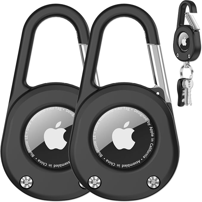 SCALLOP for AirTag (1st & 2nd Gen) Keychain with Carabiner,Thick Hard PC Air Tag Holder,IPX8 Waterproof,Secure Lock