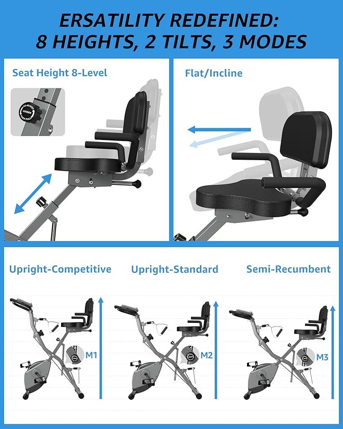 Foldable Exercise Bike for Small Apartments, Stationary Bikes for Home, Indoor Portable Cycling Bike with 16-Level Magnetic Resistance, 260LBS Capacity, 5.5 LBS Flywheel, for Small Space Workout 816