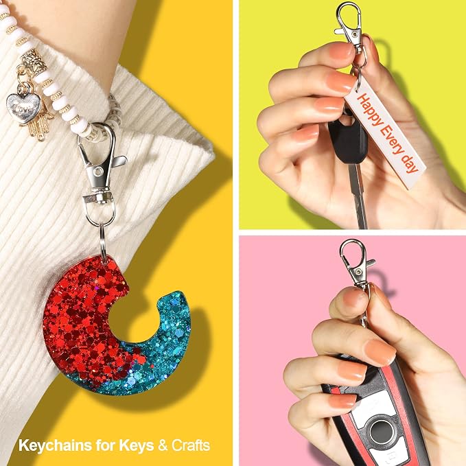 LEOBRO 240PCS Lobster Claw Clasps and Key Rings, Keychain Making Kit, 120PCS Keychain Clips and 120PCS Key Chain Ring, for Keychains, Lanyard, Jewelry Making, Art Crafts, Silver