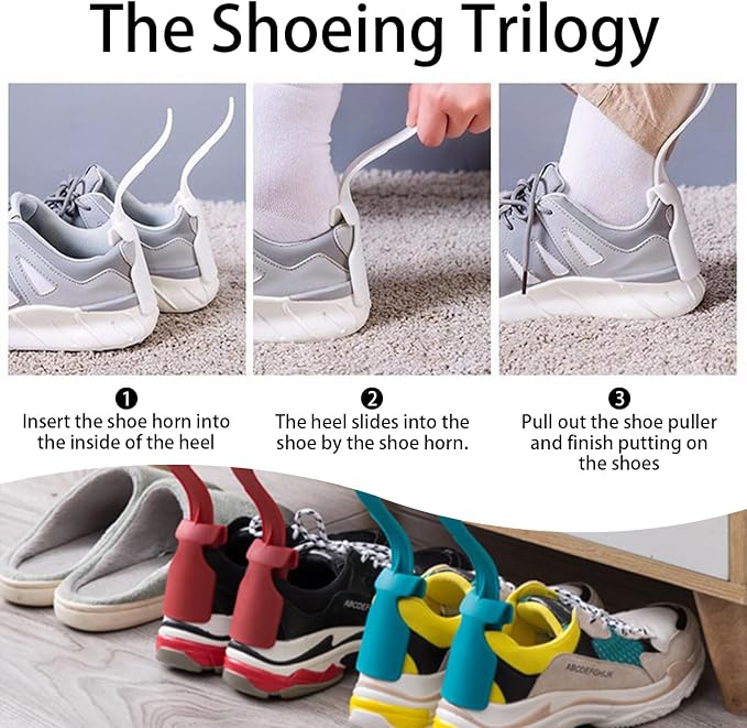 Lazy Shoes Helper,Sock Sl ider Handled Shoe Horn Shoe Lifting Helper Easy on & Off for Seniors Elderly Disabled，Plastic Shoehorn Fits All Shoes, Shoe, Jewelry and Watch Accessories